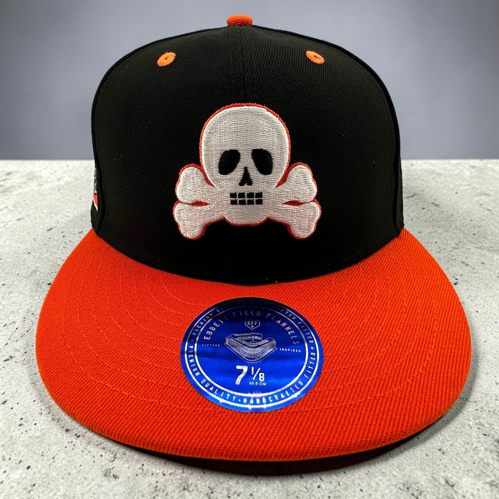 Sioux City Ghosts Ebbets Field Flannels DNA Fitted Hat Size 7 1/8 Black Cap NEW